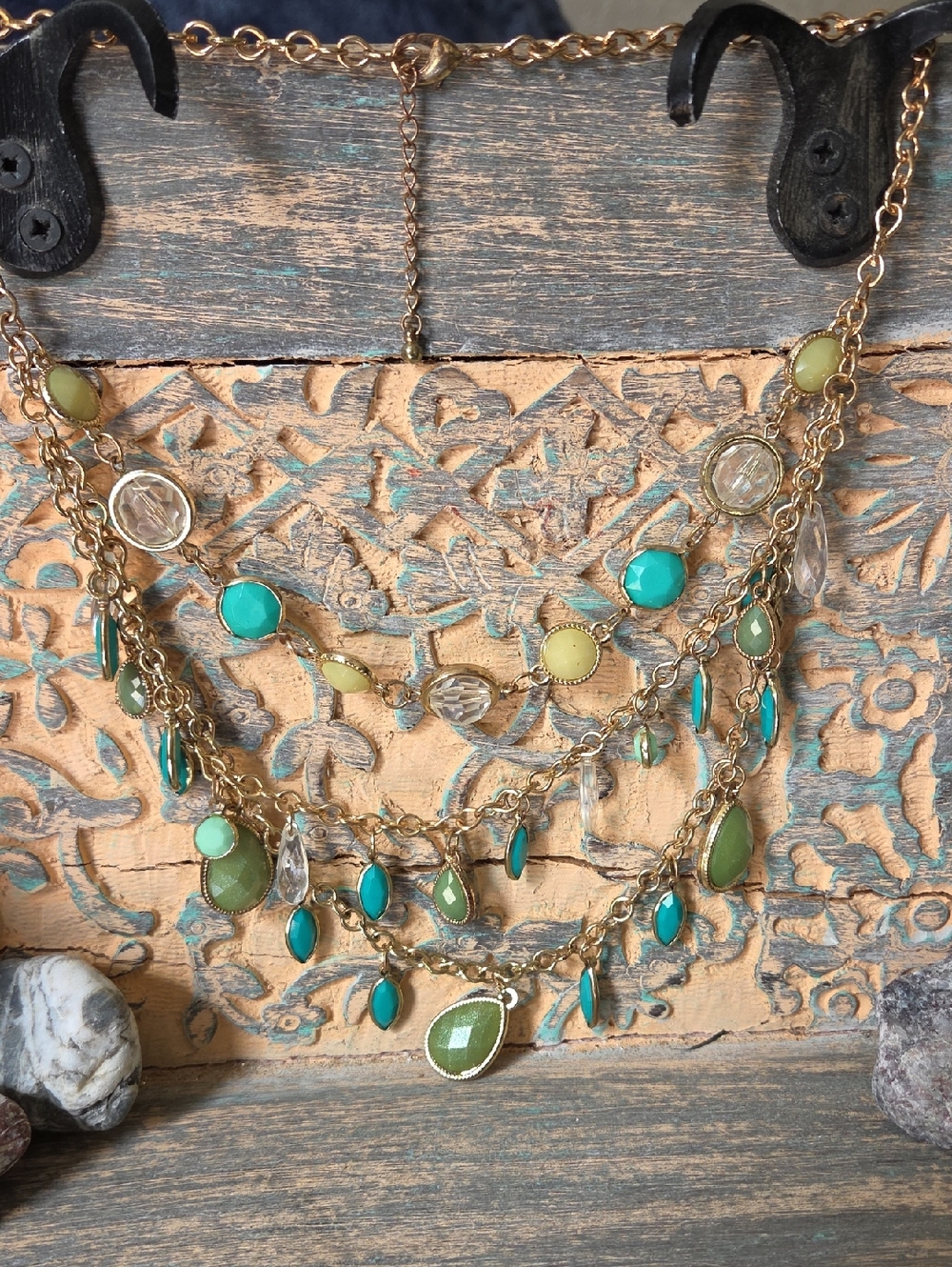 Festival Glam Women's Multi-Layer Gemmed Necklace.